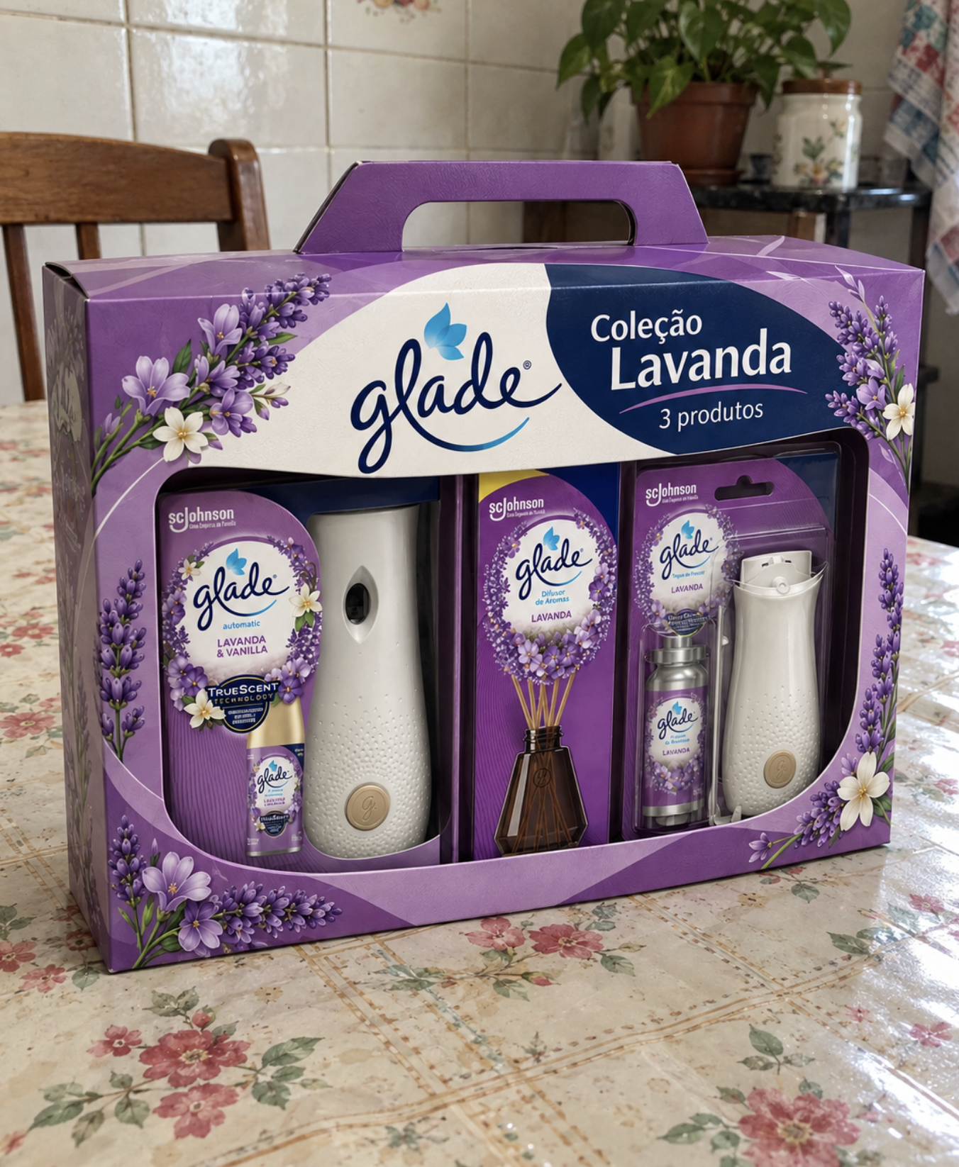 Foto enviada por Soraia mostrando o kit Glade Coleção Lavanda