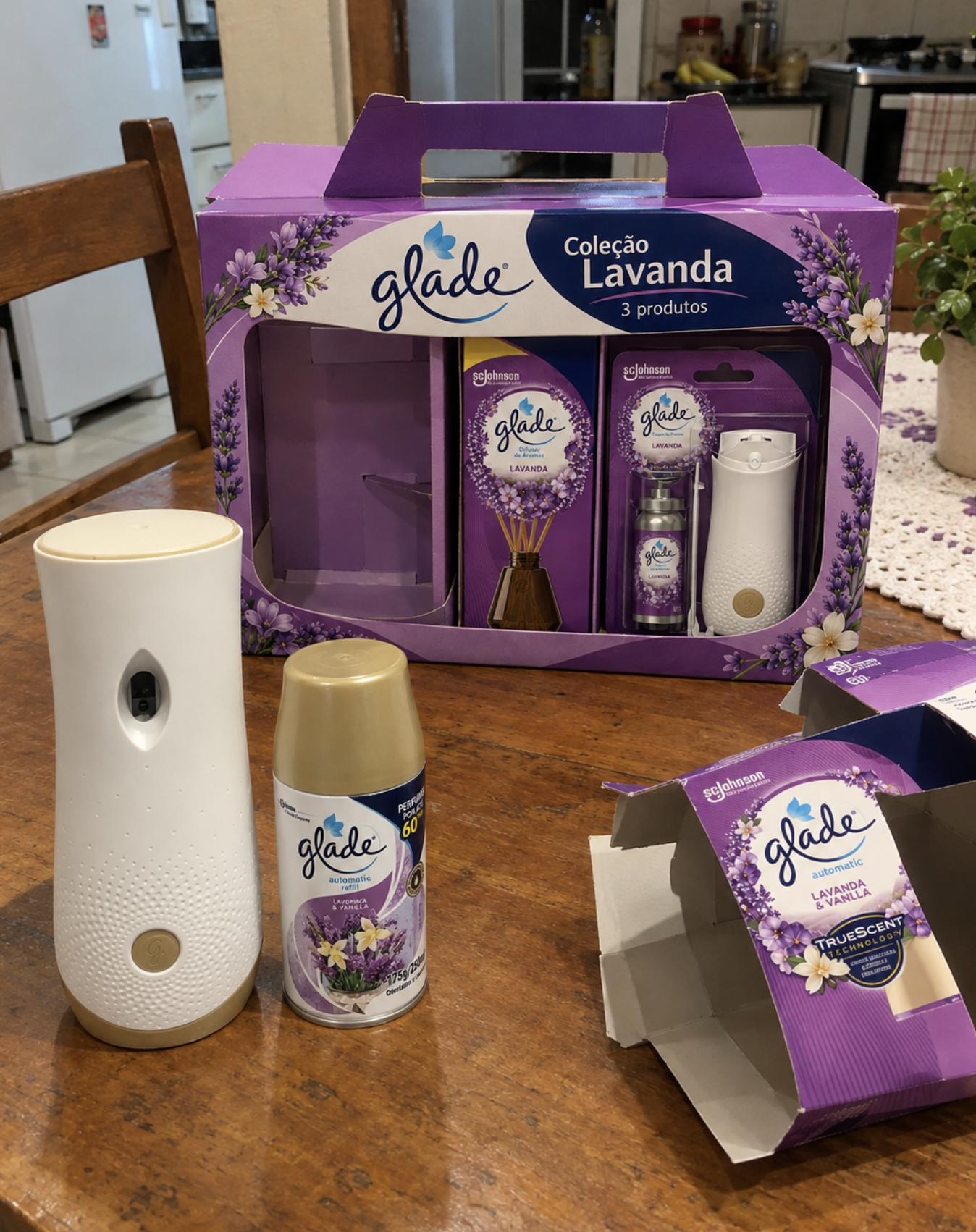 Foto enviada por Valdinete mostrando os produtos da Coleção Lavanda