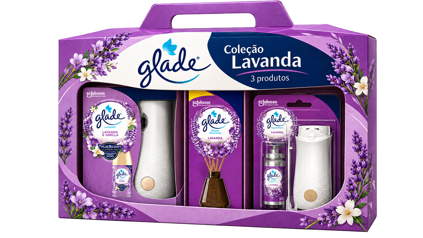 Maleta Glade Coleção Lavanda com três produtos