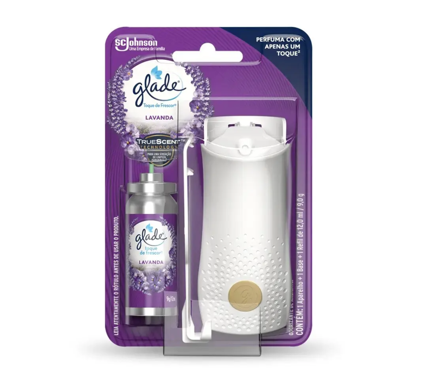 Glade Toque de Frescor Lavanda com aparelho, base e refil de 12 ml
